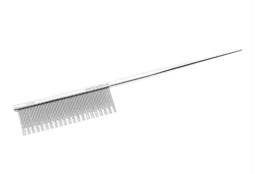 [1600091] Comb TAURO PRO LINE, metallic, double teeth with a tail