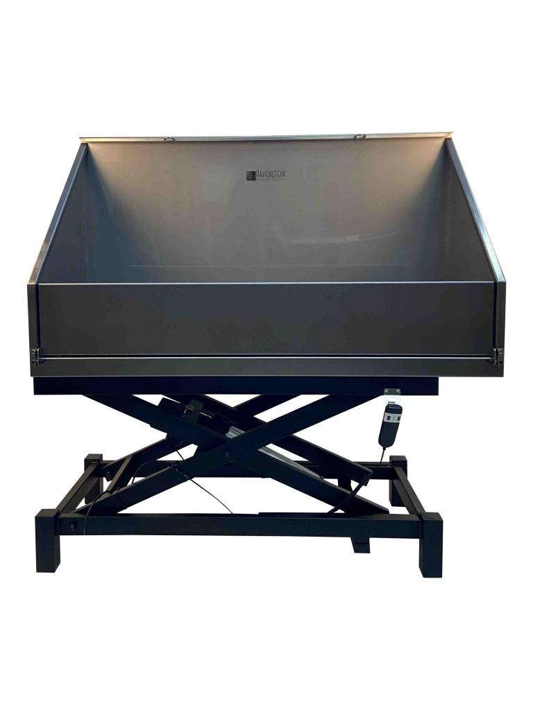 [1300363L] Elektr. Bad LARGE Zwart 140x60cm Hoge wand incl. Rooster