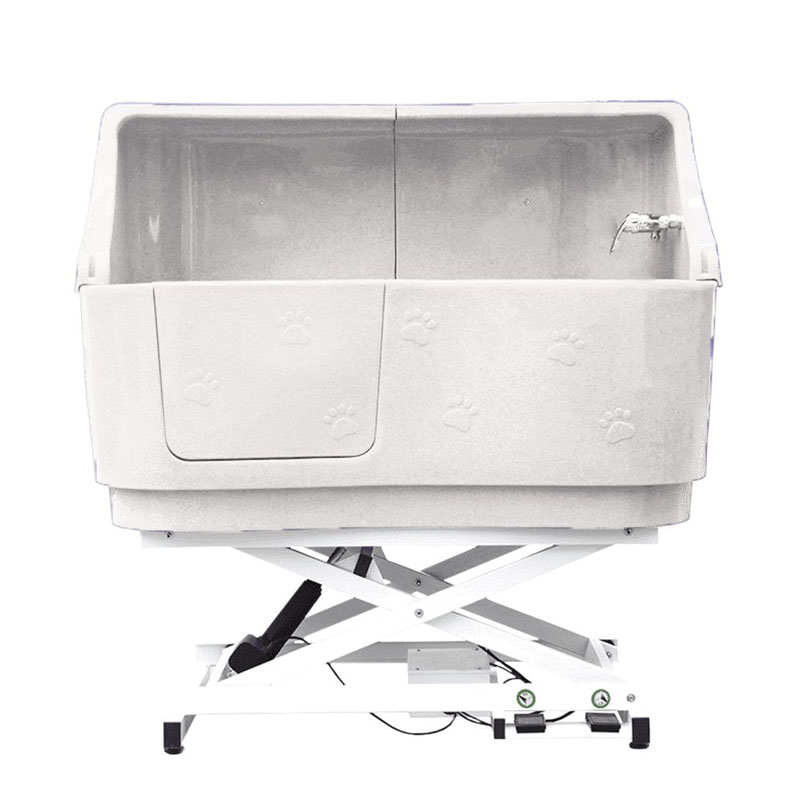 [1300377W] Elektrisch kunststof bad Doggy Groom Off-White met Spatwand