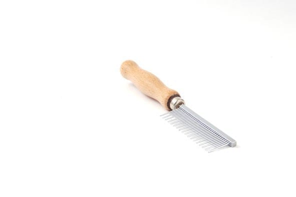 Ontwollerkam med. houten handvat - Made in England