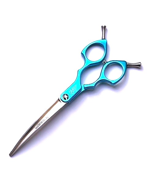 SHARK WARRIOR Alu Handle 6,5" Gebogen Schaar 16 cm. Blauw