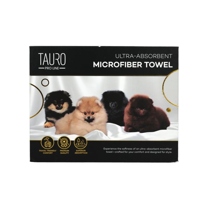 TAURO PRO LINE microfiber towel 80x160 cm Pomeranian spitz