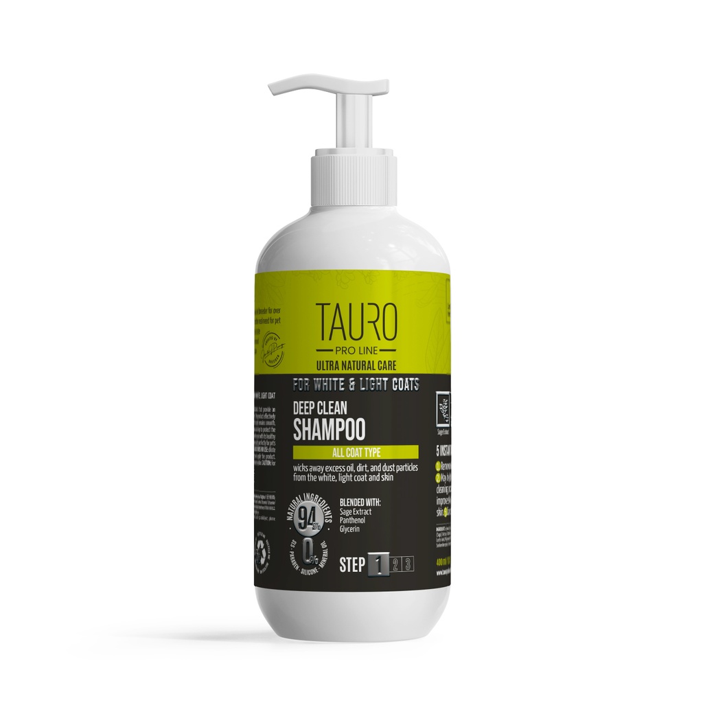 [1051040] TAURO PRO LINE UN Stap1 White Deep Clean Shampoo 400 ml.