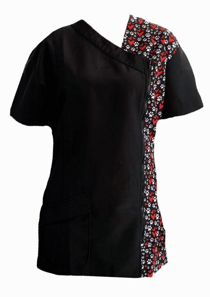 [1322141A] Trimshirt Zwart / pootjes en hartjes zijsluiting (S)