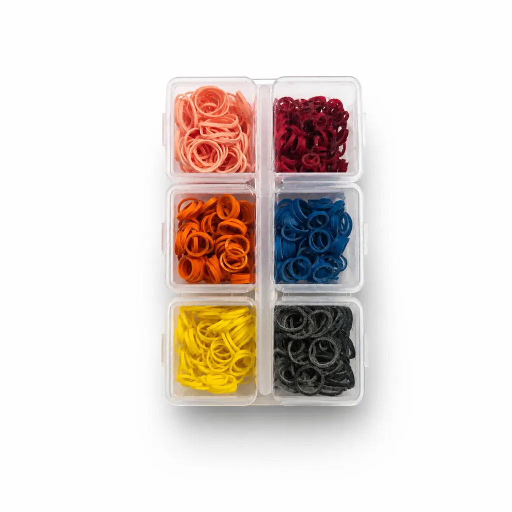 Doosje doorzichtig voor elastiekjes gevuld +/- 6x100