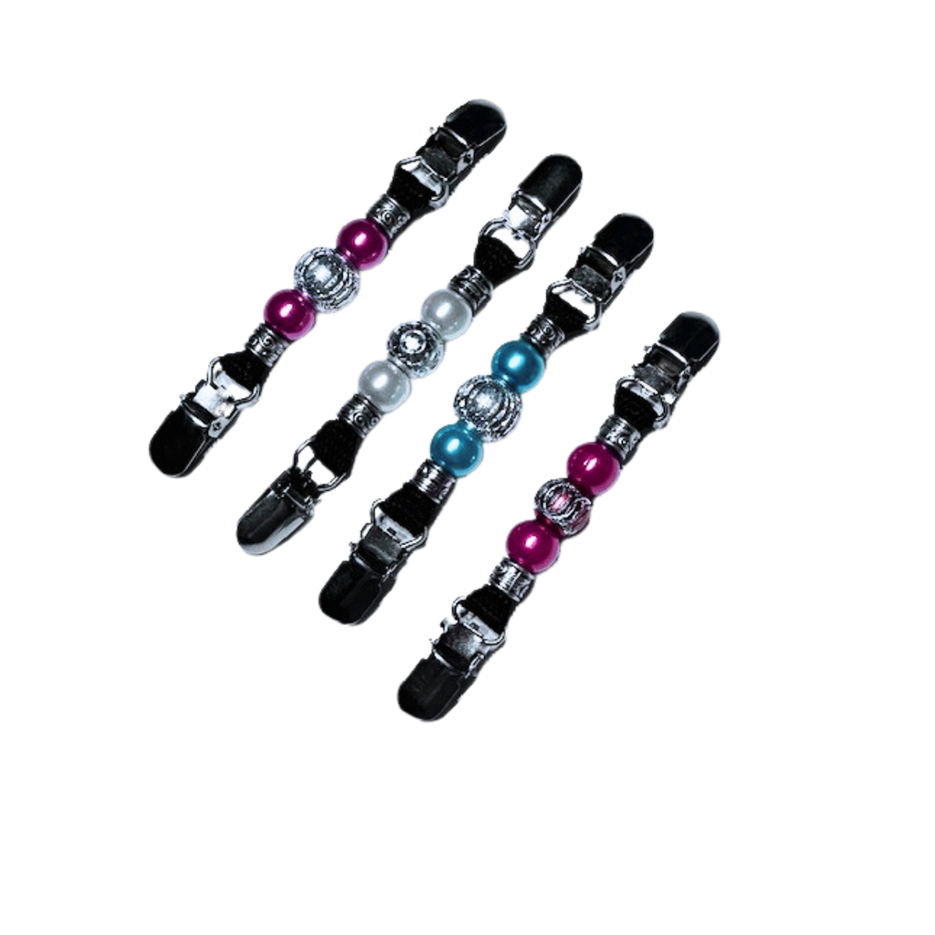 [1270185f] Beaded Number Holder DELUXE - Card Clip Fucia