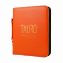 TAURO PRO LINE faux leather scissor case with handle, holds 10 scissors orange