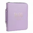 TAURO PRO LINE faux leather scissor case with handle, holds 10 scissors purple